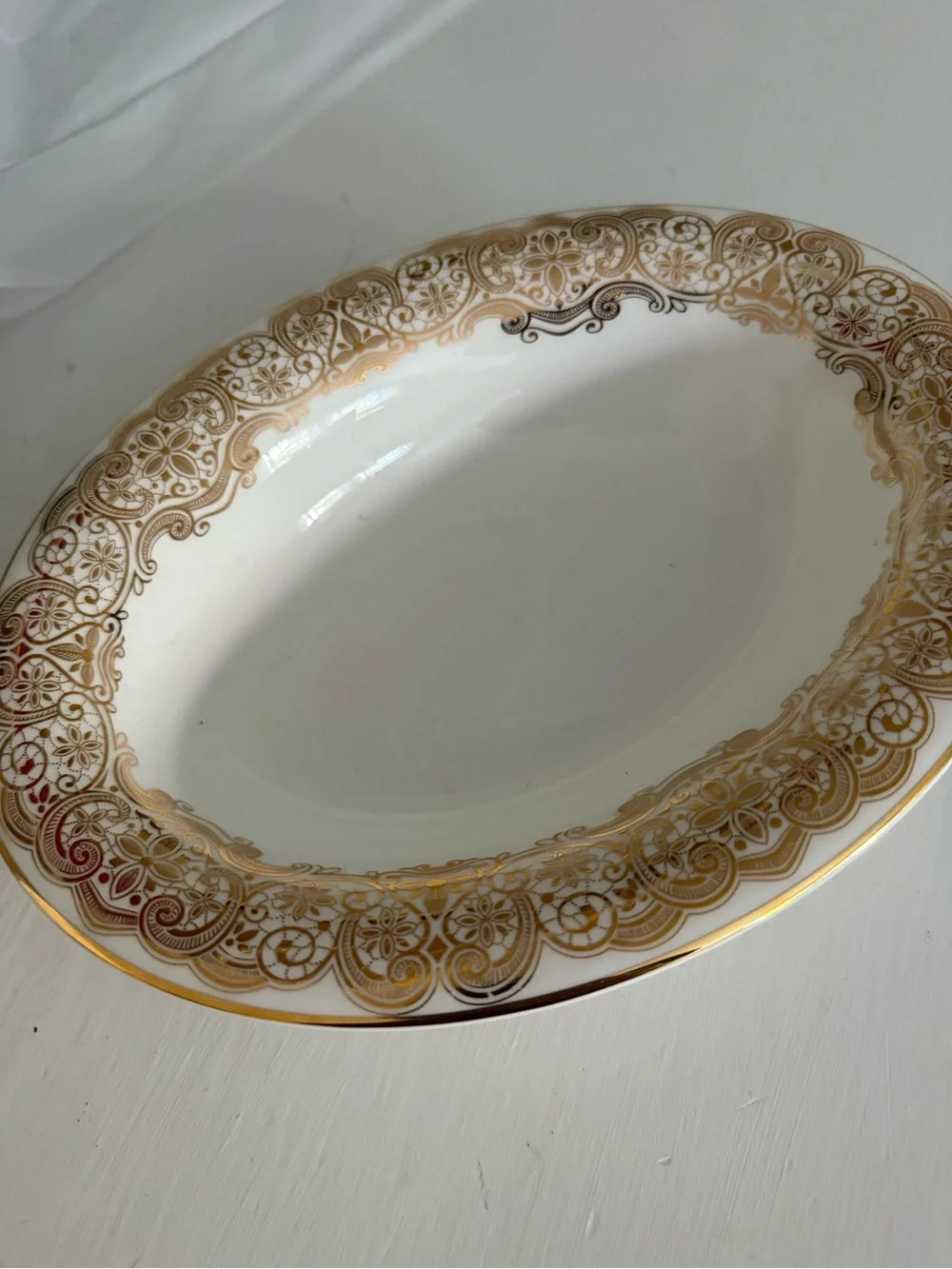 NEW Waterford Lismore Lace Gold Oval Serving Bowl